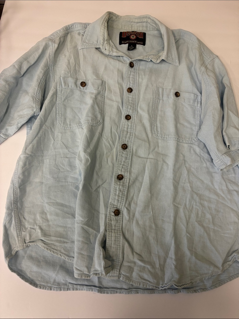 Mens Duluth Trading Co Light Blue Hemp-Cotton Button Shirt